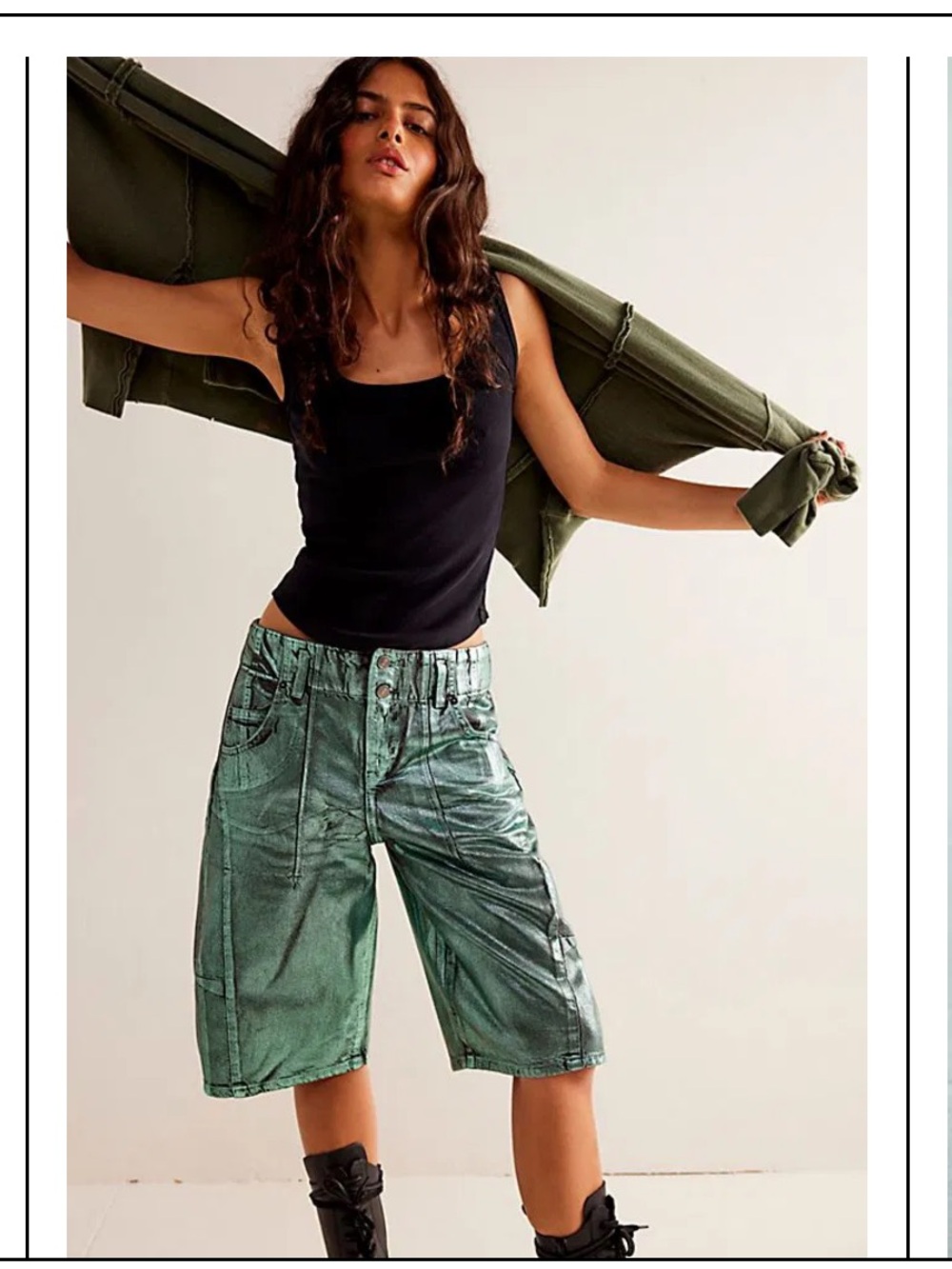 Free People Extreme Measures Metallic Barrel Shorts NEW with Tags Size 26” - Picture 15 of 16